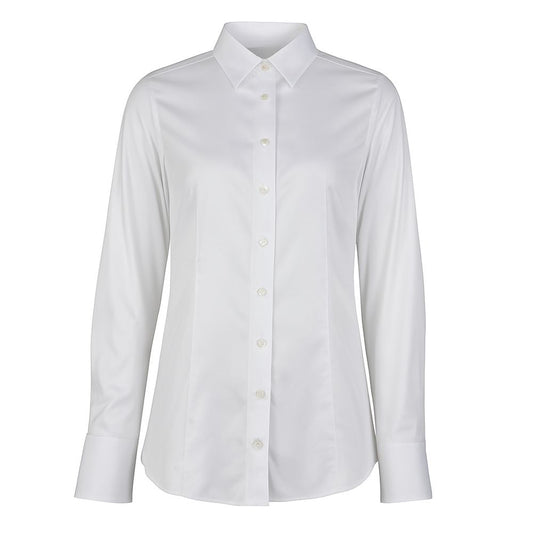Made in Italy White Cotton Women's Shirt with a crisp collar and button closure, showcasing timeless elegance and quality craftsmanship.