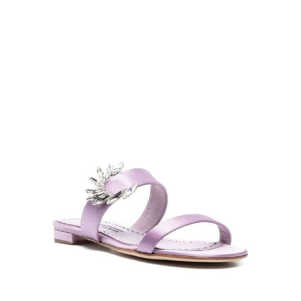 Manolo Blahnik Purple Silk Sandals