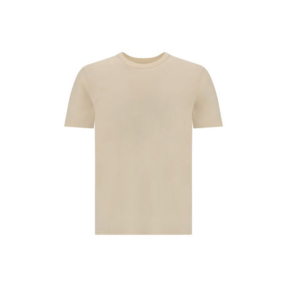 Margiela Multicolor Cotton T-Shirt featuring ribbed crew neck and monochrome pattern in beige, part of AW25 collection for versatile style.