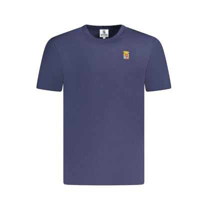 Marina Militare Blue Cotton T-Shirt with short sleeves, crew neck, and logo embroidery.