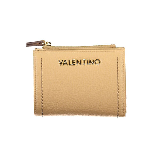 Mario Valentino Beige Polyethylene Women Wallet with logo, showcasing elegant design and functionality in high-quality materials.