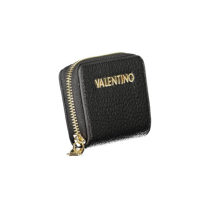 Mario Valentino Black Polyethylene Women Wallet with zip closure and Valentino logo