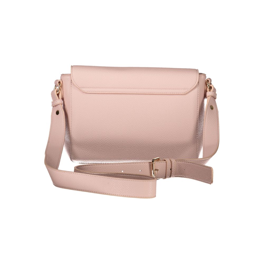 Mario Valentino Pink Polyethylene Women Handbag with chain handle and removable strap, featuring chic quilted design.
