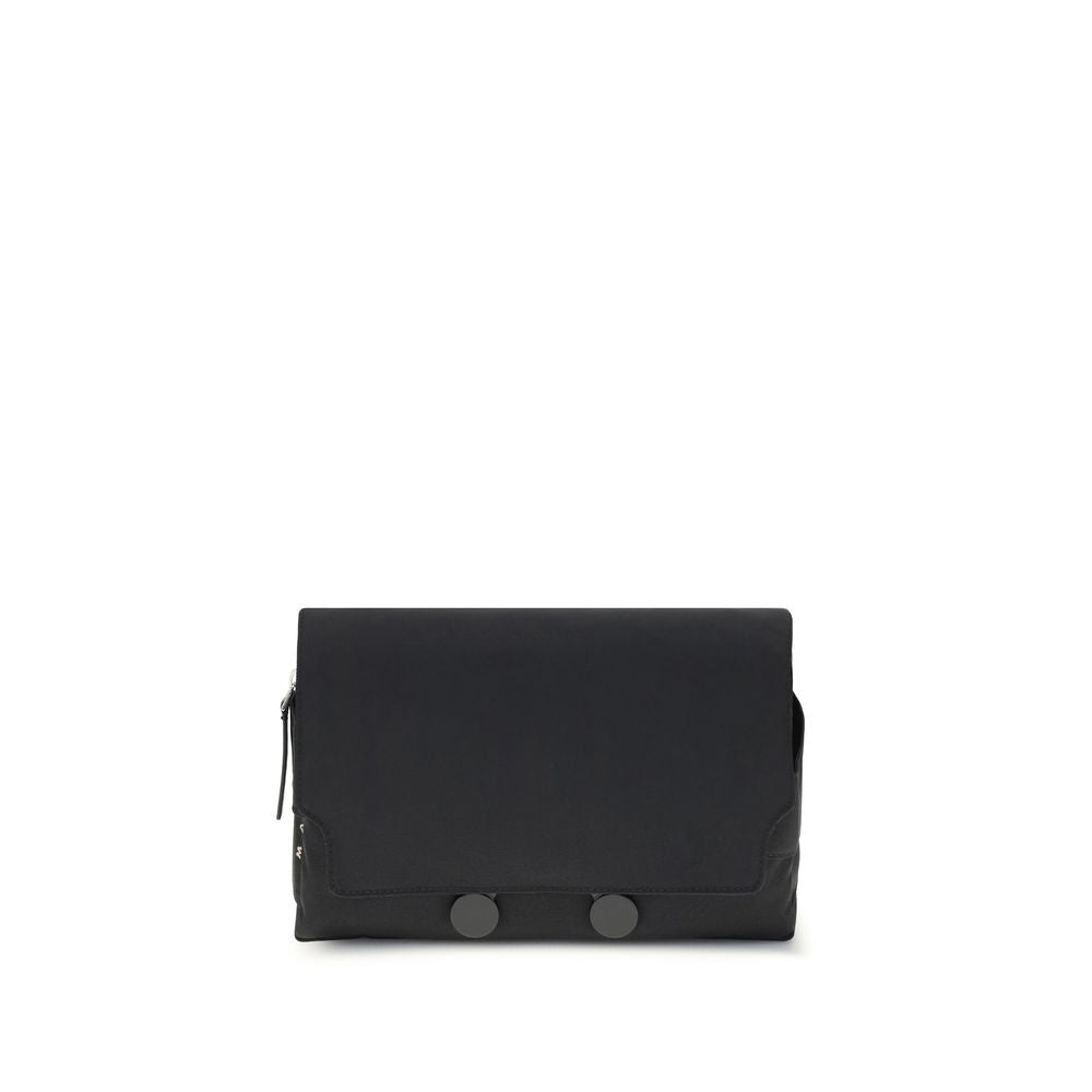 Marni Black Polyamide Clutch Bag with sleek design and magnetic closure, perfect for urban functionality and style.