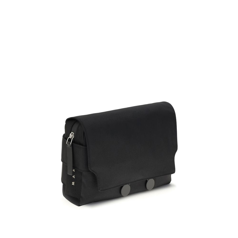 Marni Black Polyamide Clutch Bag with satin metal magnetic closure and durable design for everyday use