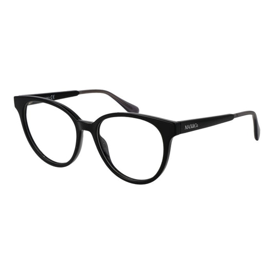Max & Co Black Plastic Glasses (Frames) for women in panto style, full-rim, size 52-16-145, with black plastic frame and demo lenses.