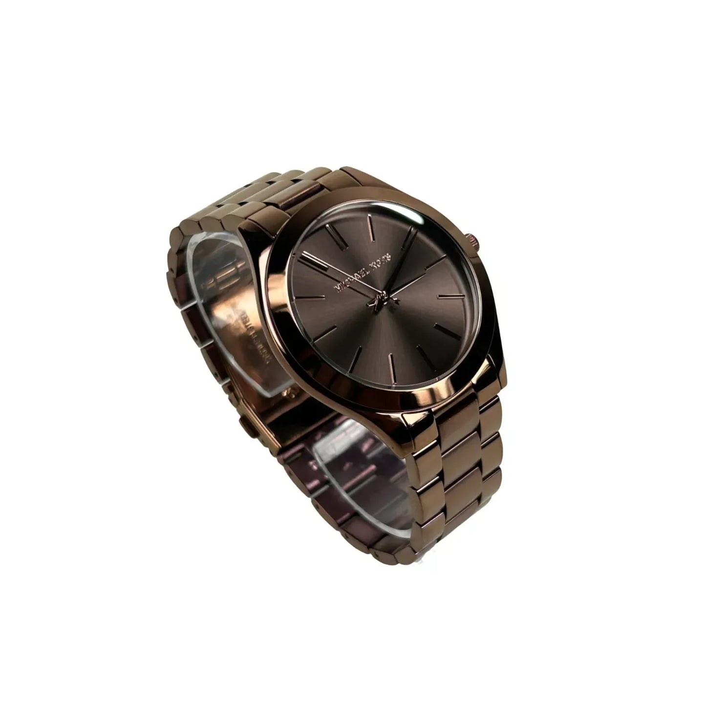 Michael Kors Slim Runway Brown Stainless Steel Watch MK3418 NO BOX with minimalistic design and non-numeric markers.