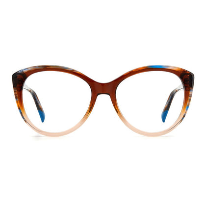 Front view of Missoni Brown Acetate Glasses (Frames) made of acetate with brown horn color, lens bridge size 54/17/145 mm.