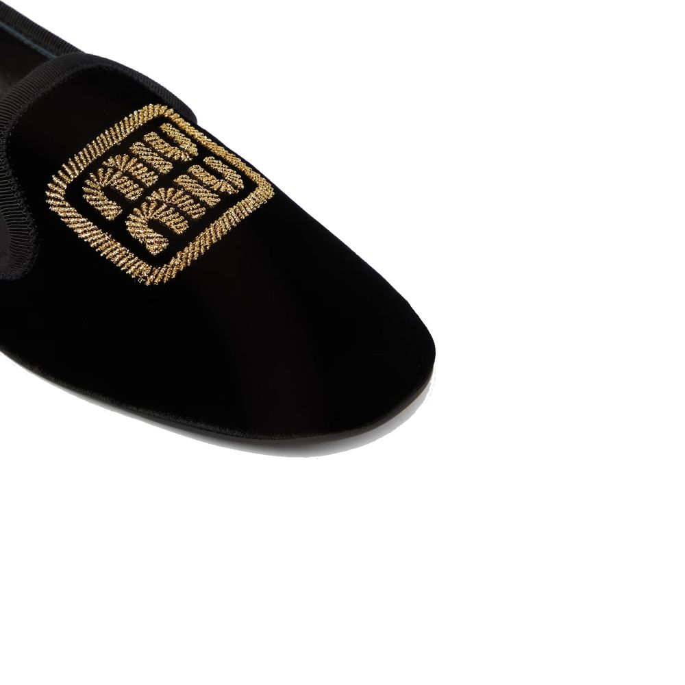 Miu Miu Black Fabric Moccassin