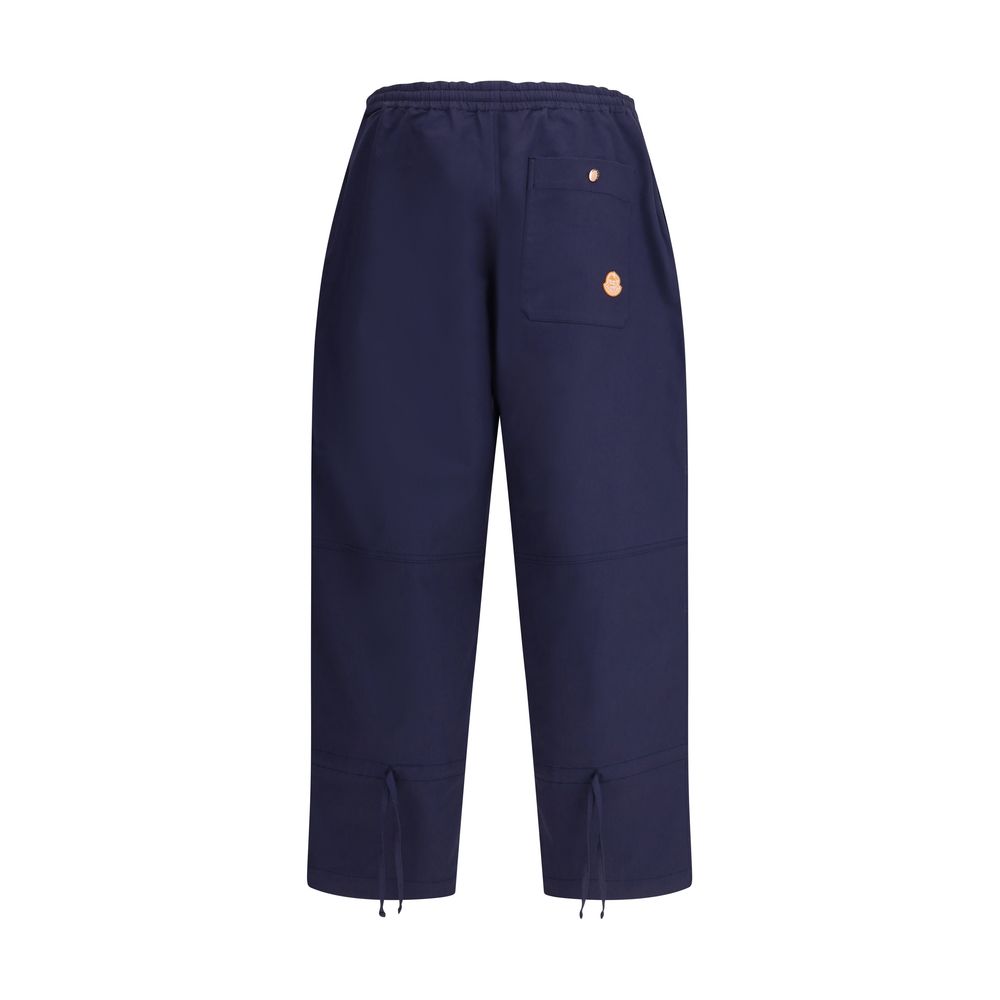 Moncler x Donald Glover Blue Cotton Casual Pants with elastic waistband and drawstring legs for adjustable fit.