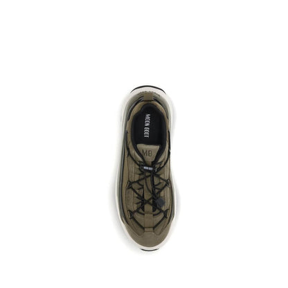 Top view of Moon Boot Bicolor Polyester Athletic Sneakers with crisscrossing laces and iconic bold design.