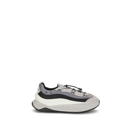 Moon Boot Gray Polyester Athletic Sneakers with crisscrossing laces and thick EVA sole on white background