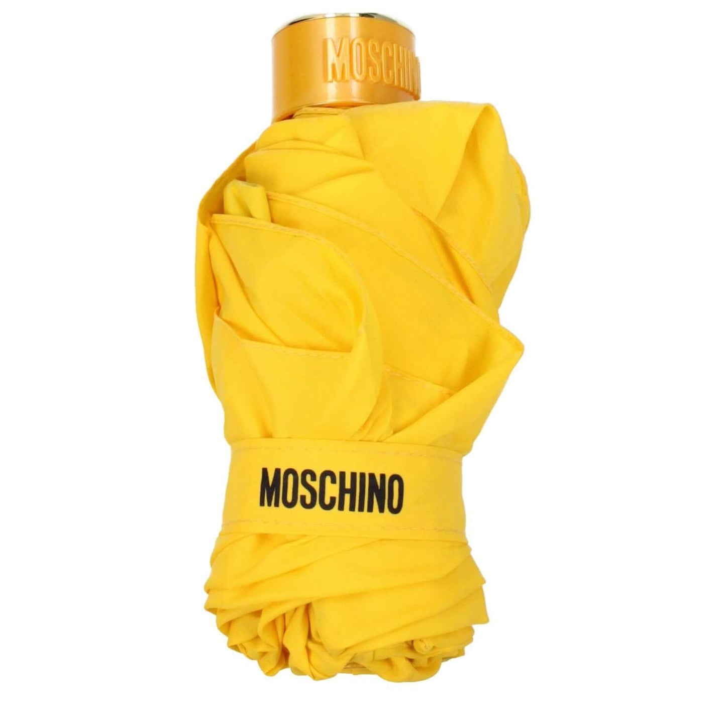 Moschino Yellow Polyester Umbrella with logo detail, showcasing casual style and clip closure.