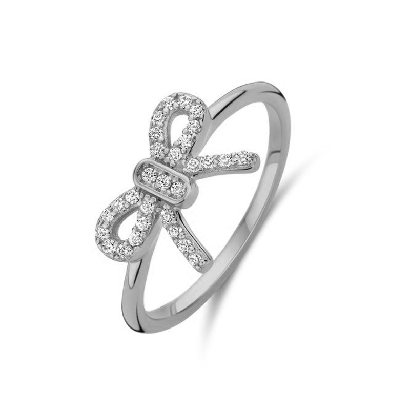 NEW BLING Mod. 9NB-1552-60 elegant ring with diamond accents and unique bow design