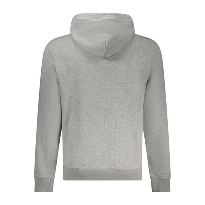 Back view of Napapijri Gray Cotton Men Sweater hoodie showcasing premium fabric and casual style.