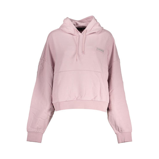 Napapijri Pink Cotton Women Sweater showcasing a cozy, chic design with a plush brushed interior and practical central pocket.