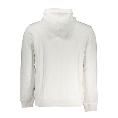 Back view of Napapijri White Cotton Men Sweater showing hooded design.