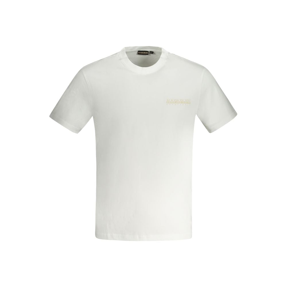 Napapijri White Cotton T-Shirt with logo, 100% organic cotton, short sleeve, crew neck, regular fit.