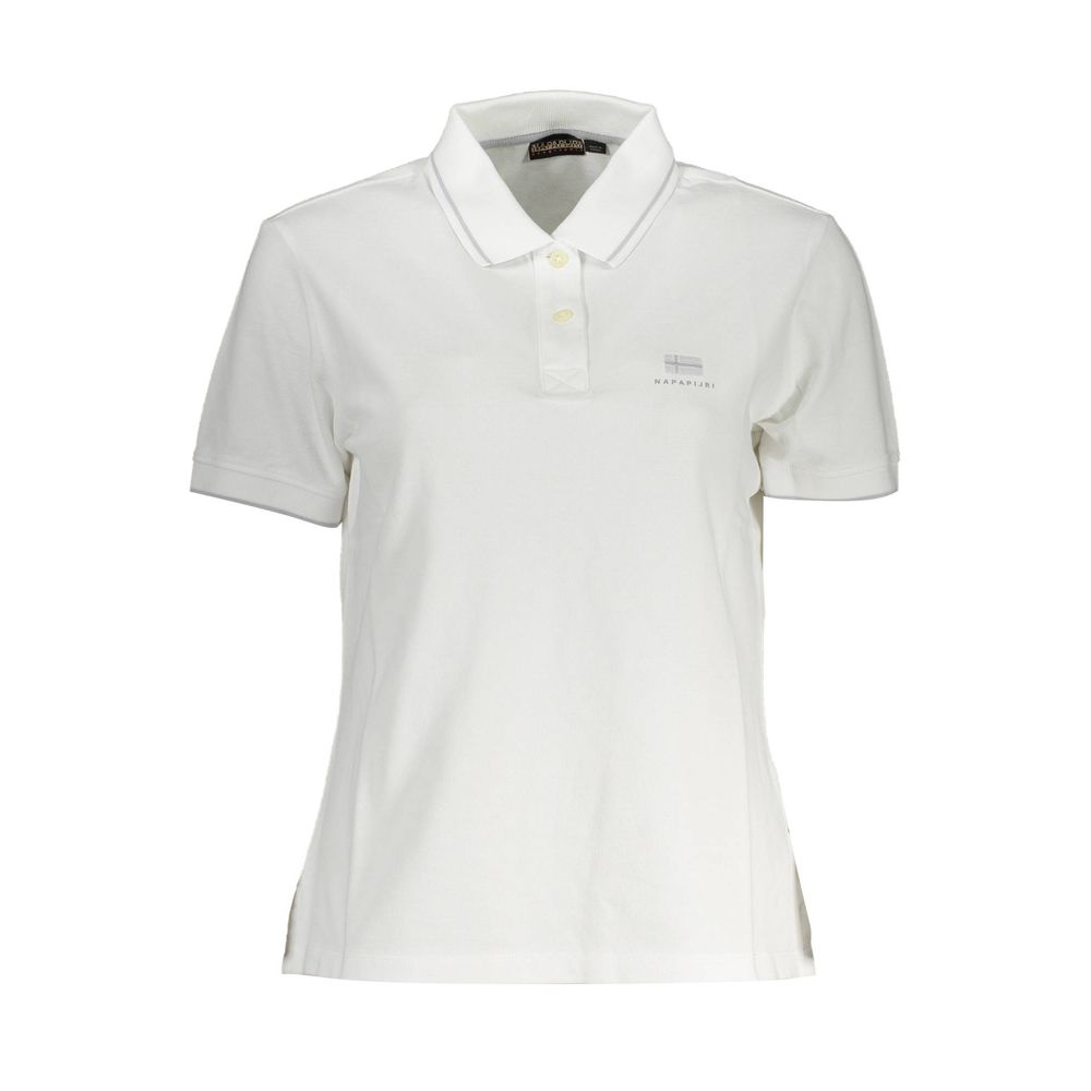 Napapijri White Cotton Women Polo Shirt with logo embroidery on front, casual yet sophisticated design.