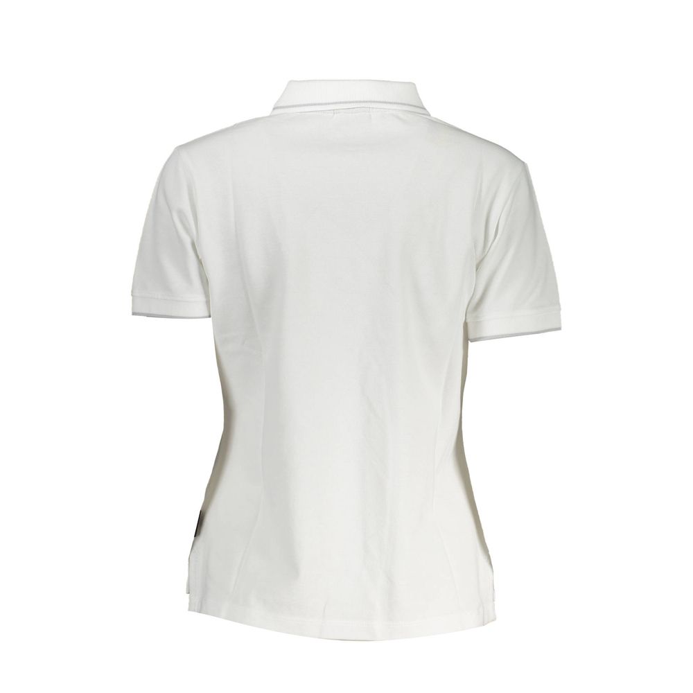 Back view of Napapijri White Cotton Women Polo Shirt showcasing sleek design and quality fabric.