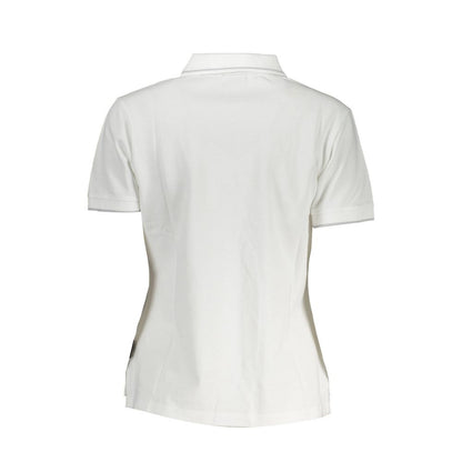 Back view of Napapijri White Cotton Women Polo Shirt showcasing sleek design and quality fabric.
