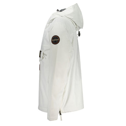 Napapijri White Polyamide Men Jacket with hood and zip closure