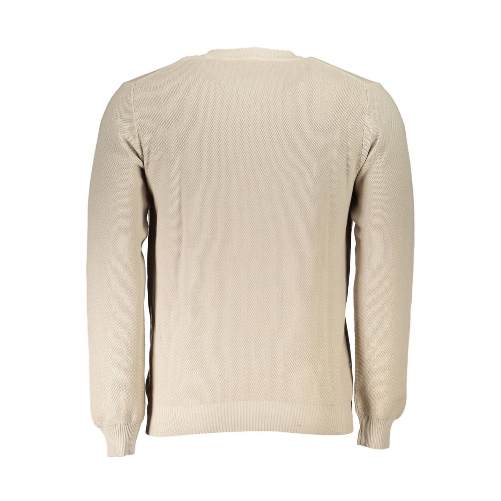 Back view of North Sails Beige Cotton Men Sweater showcasing eco-conscious design in organic cotton.
