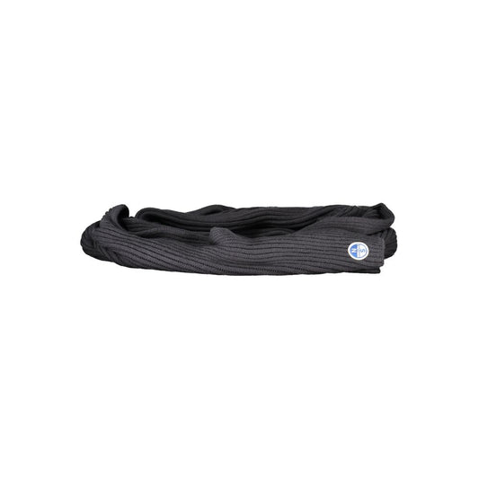 North Sails Black Cotton Scarf, 30x190 cm, featuring logo application.