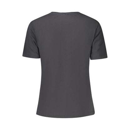 Back view of North Sails Black Cotton Women T-Shirt showing relaxed wide neck and short sleeves.