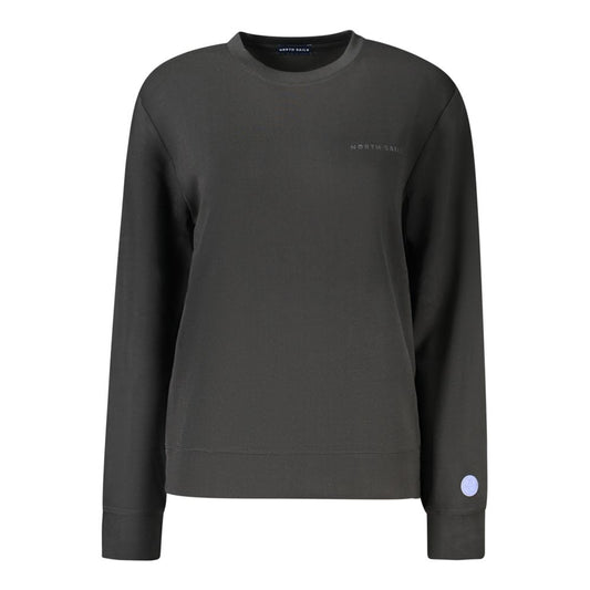 North Sails Black Polyester Women Sweater with long sleeves and crew neck, featuring a unique relief print and logo application.