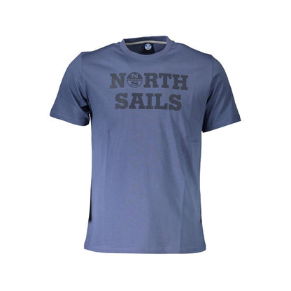 North Sails Blue Cotton Men T-Shirt with logo and print design