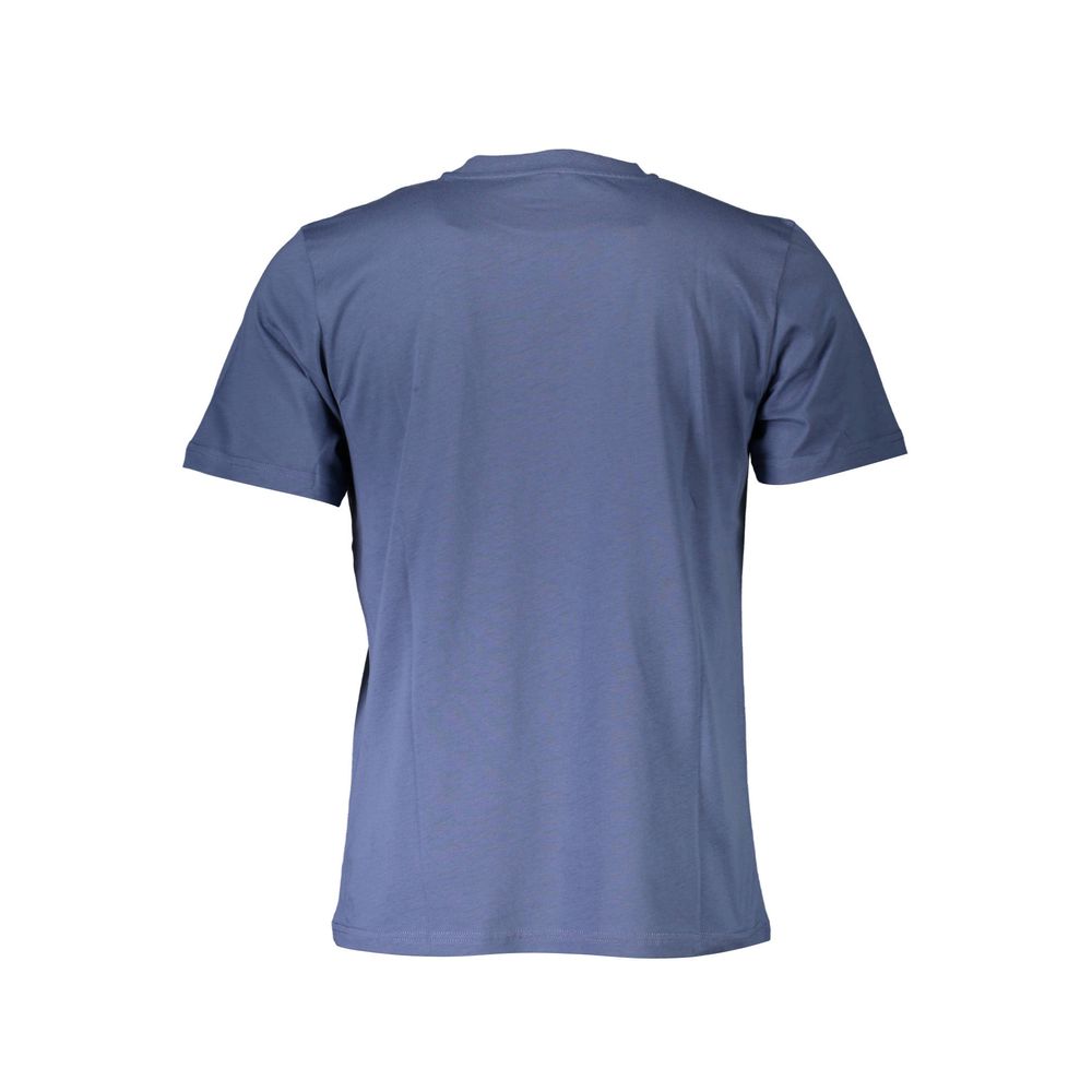 Rear view of North Sails Blue Cotton Men T-Shirt showcasing smooth fabric design and classic fit.