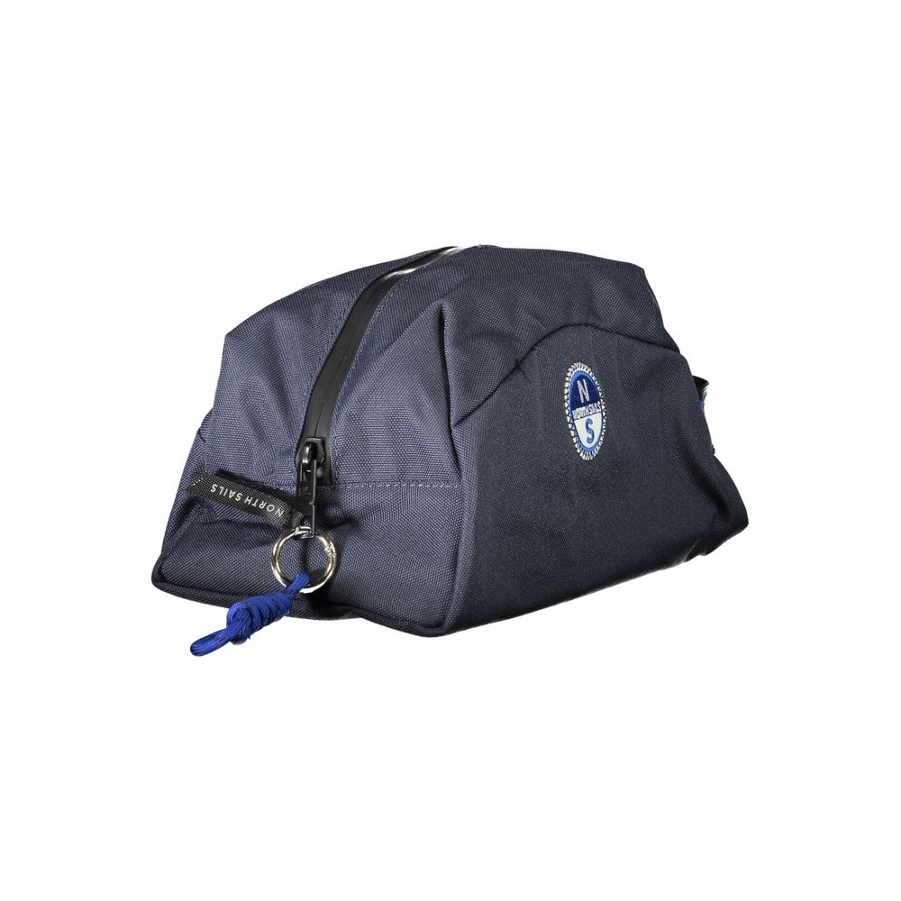 North Sails Blue Polyester Men Beauty Case with handle, internal pocket, and logo, perfect for travel.