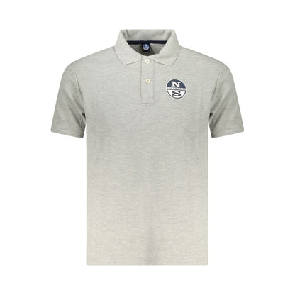 North Sails Gray Cotton Men Polo Shirt with logo and two-button placket, short sleeves, and classic design for modern casual style.