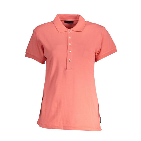 North Sails Pink Cotton Women Polo Shirt with short sleeves and five-button placket, featuring sustainable organic cotton blend for stylish comfort.