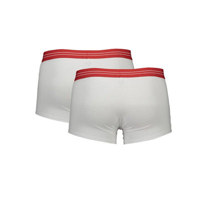 North Sails White Cotton Men Boxer with red waistband, stylish and comfortable essentials for modern men.