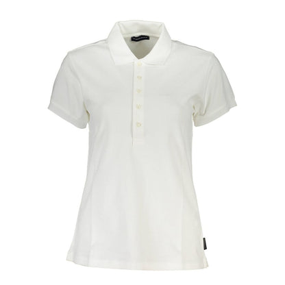 North Sails White Cotton Women Polo Shirt featuring organic cotton and iconic logo for chic style.