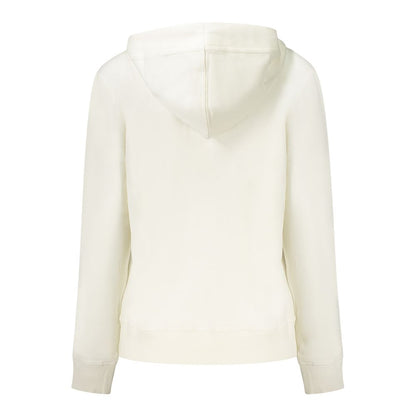 Back view of North Sails White Cotton Women Sweater with hood, showcasing casual luxury and comfort.