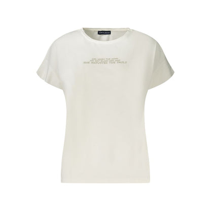 North Sails White Cotton Women T-Shirt with short sleeves and embossed logo.