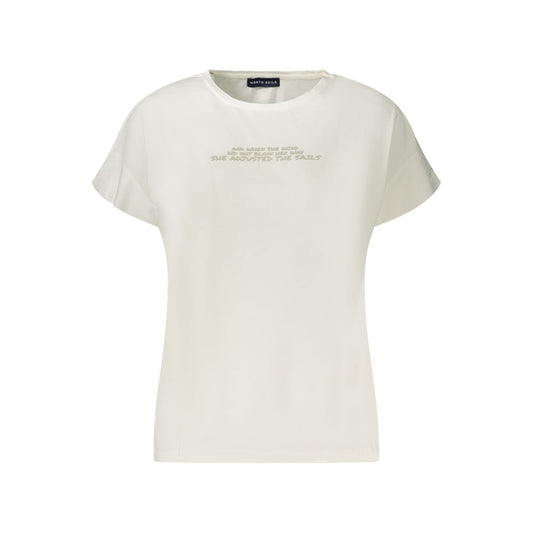 North Sails White Cotton Women T-Shirt with short sleeves and embossed logo.