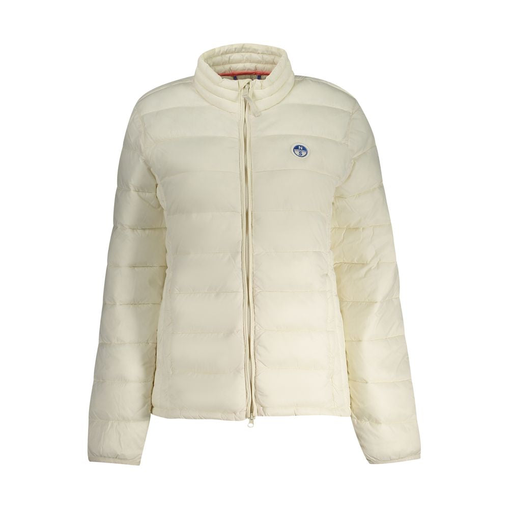North Sails White Polyamide Jackets & Coat with long sleeves, zipper, and logo.