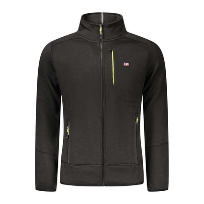 Norway 1963 Black Polyester Men Sweater with pockets and applique logo