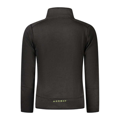 Norway 1963 Black Polyester Men Sweater with sleek design, featuring contrasting details and a bold zipper with signature logo.
