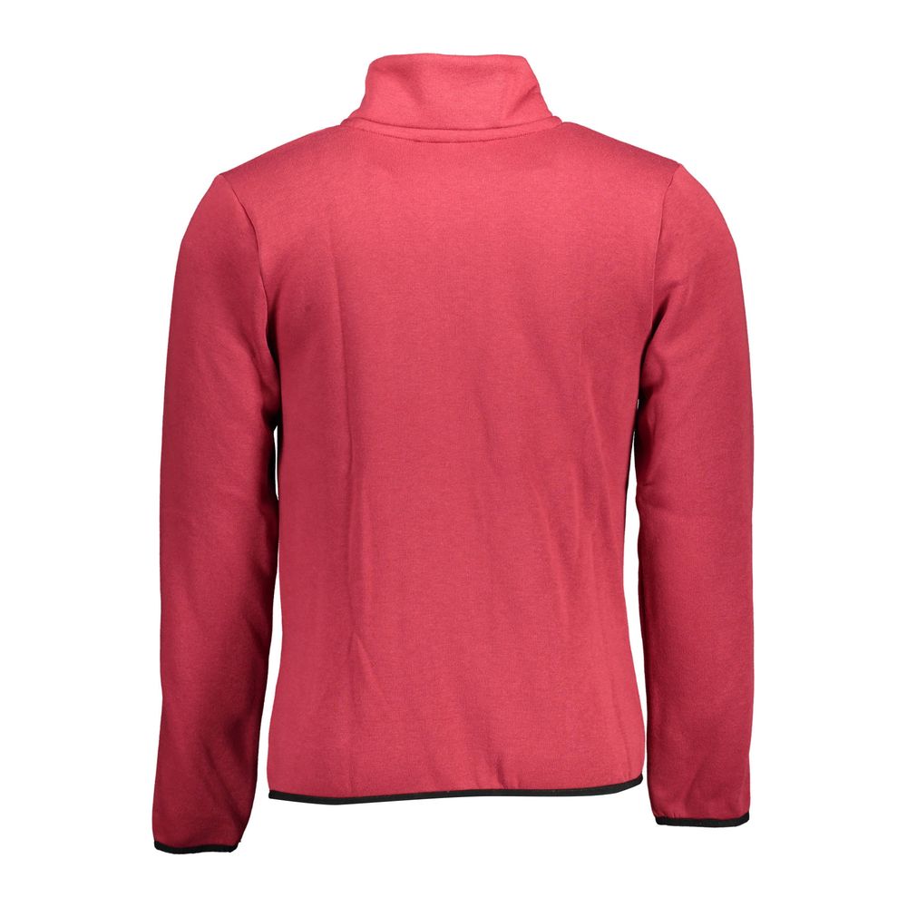 Back view of Norway 1963 Red Cotton Men Sweater showcasing sleek design and vibrant color.