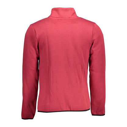 Back view of Norway 1963 Red Cotton Men Sweater showcasing sleek design and vibrant color.