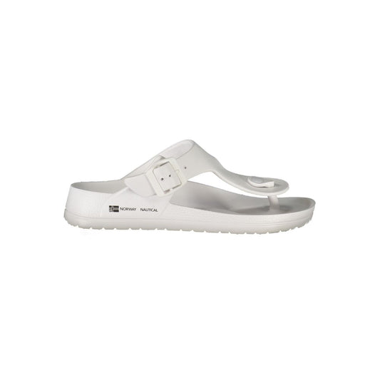 Norway 1963 White Plastic Women Sandal with adjustable buckle, iconic logo, and modern design for chic summer style
