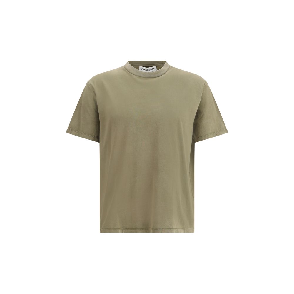 Our Legacy Green Cotton T-Shirt with ribbed crew neck and vintage design for a timeless, versatile casual look; perfect for AW25 season.