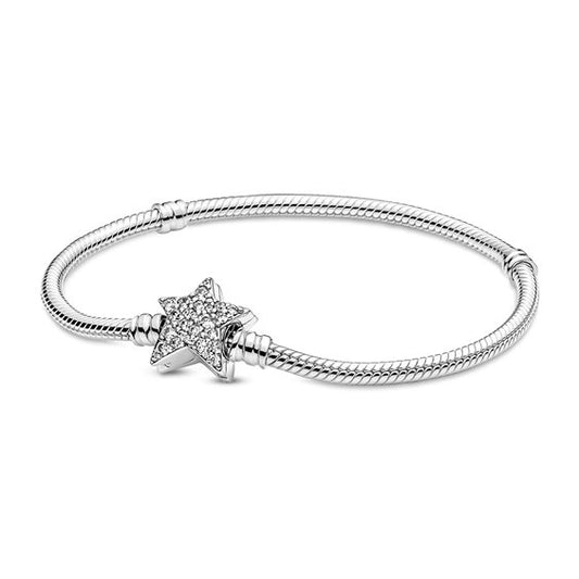 PANDORA Mod. MOMENTS ASYMMETRIC STAR CLASP SNAKE CHAIN BRACELET Bracelet,JEWELRY,Lady