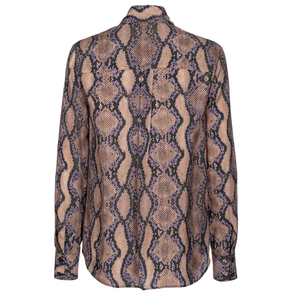 PINKO Multicolor Viscose Shirt with snake animal print, button closure, classic collar