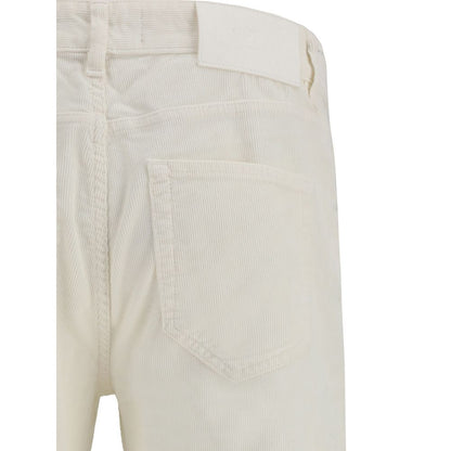 Rear view of PT Torino White Cotton Pants showcasing pocket and signature leather patch detail.